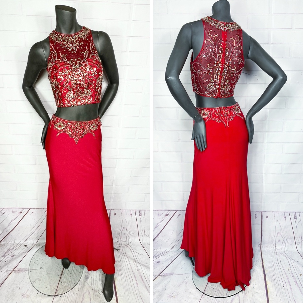 👗❤️|•SPARKLE•| Red Sequin Formal Gown Size 4 Evening Dress